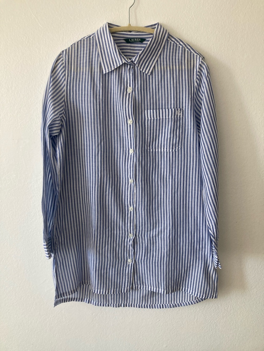 Lauren Ralph Lauren Navy & White Striped Button-Down Shirt